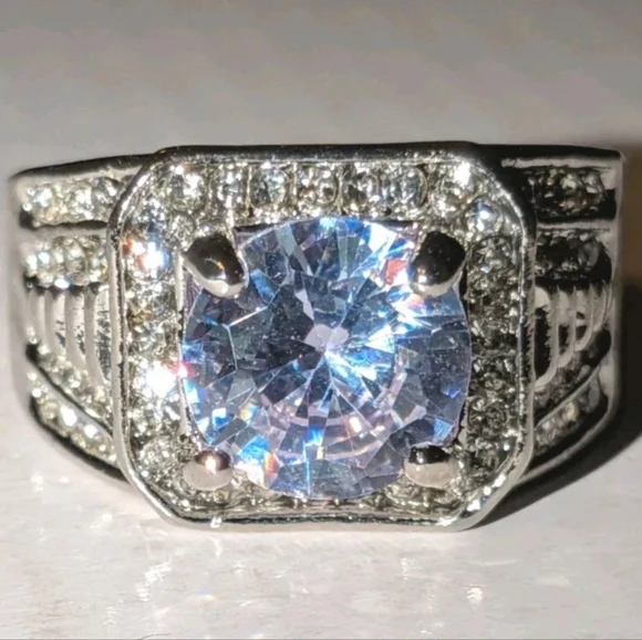 Classic Men's Dazzling 3CT Round Cut Lab Created DiamondEngagement Ring